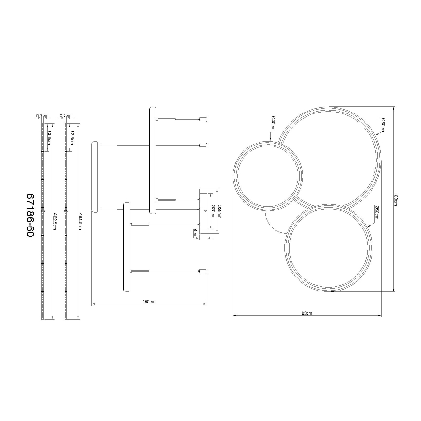 Globo - Светодиодная подвесная люстра с регулированием яркости LED/55W/230V 2700-6000K черный + дистанционное управление