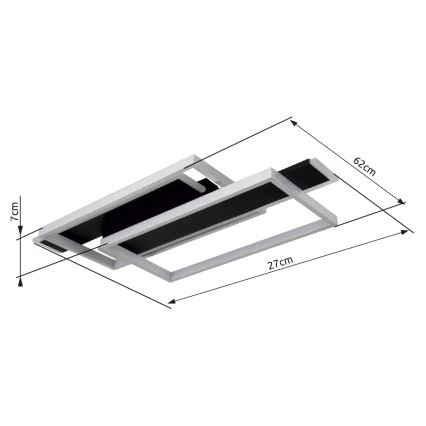 Globo - Стельовий LED світильник LED/40W/230V 62x27 см матовий хром/чорний