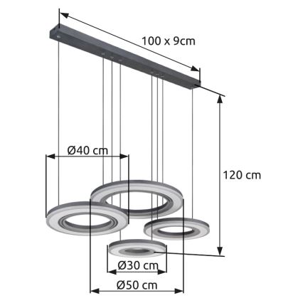 Globo - Светодиодная подвесная люстра с регулированием яркости LED/80W/230V 2700-6000K черный + дистанционное управление