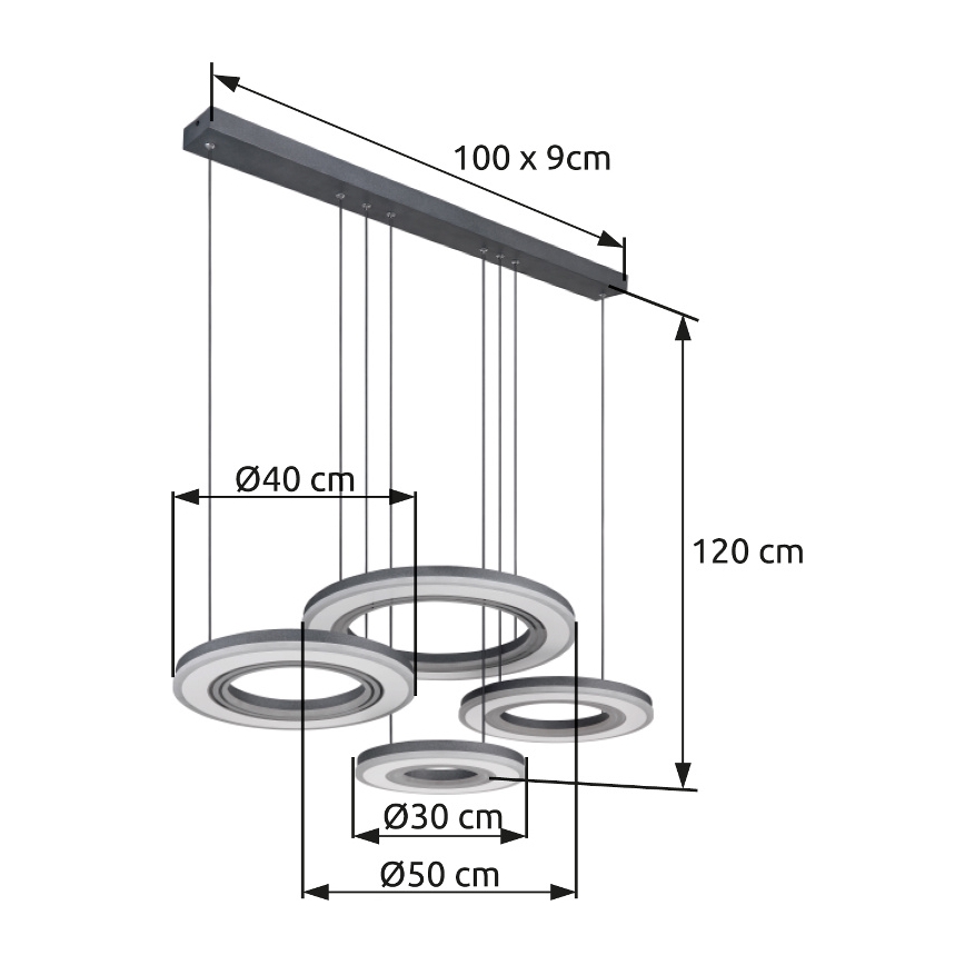 Globo - Светодиодная подвесная люстра с регулированием яркости LED/80W/230V 2700-6000K черный + дистанционное управление