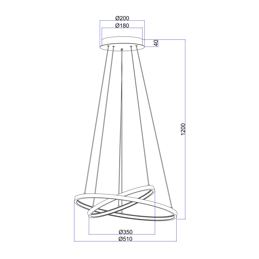 Globo - Світлодіодна люстра на тросі з регулюванням яскравості 2xLED/21W/230V