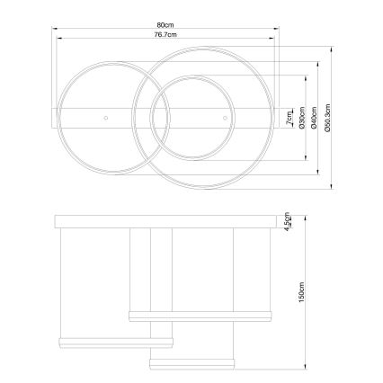 Globo - Світлодіодна підвісна люстра з регулюванням яскравості LED/55W/230V 2700-6000K + пульт дистанційного керування
