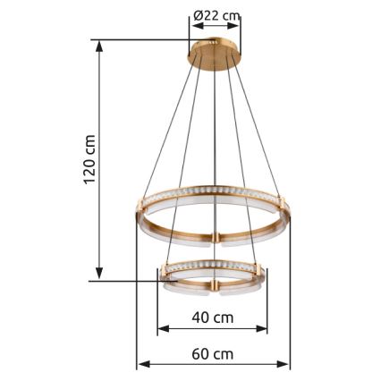 Globo - LED Кришталева підвісна люстра з регулюванням яскравості LED/78W/230V 2700K-6000K + пульт дистанційного керування