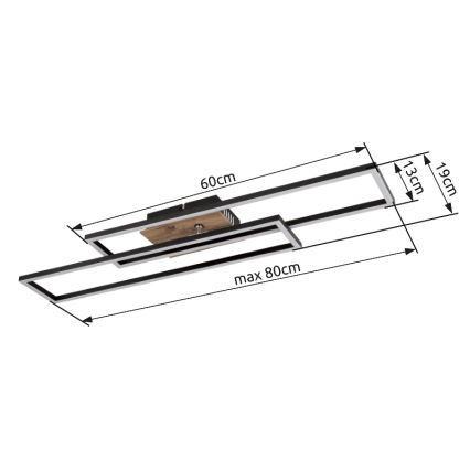 Globo - Светодиодный потолочный светильник LED/30W/230V 3000K 60x80 см черный