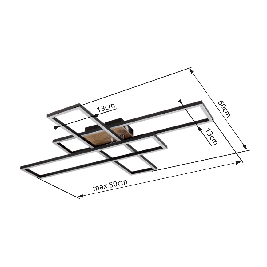 Globo - Стельовий LED світильник LED/40W/230V 3000K 60x80 см чорний