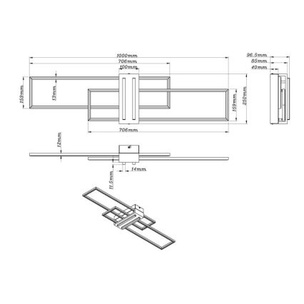 Globo - Стельовий LED світильник LED/40W/230V 3000K 25x100 см чорний