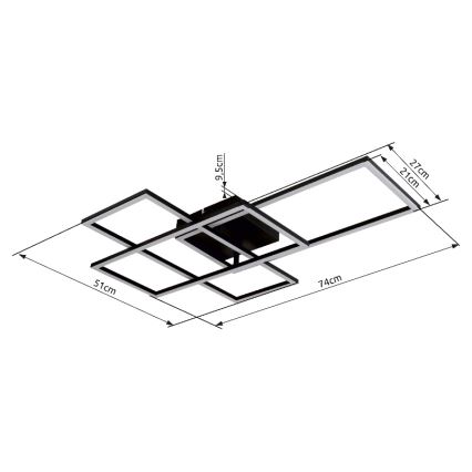 Globo - Светодиодный потолочный светильник с регулированием яркости LED/40W/230V 2700-6500K 51x74 см Wi-Fi Tuya + дистанционное управление