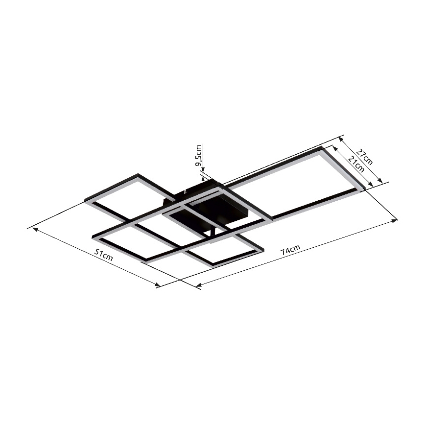 Globo - Светодиодный потолочный светильник с регулированием яркости LED/40W/230V 2700-6500K 51x74 см Wi-Fi Tuya + дистанционное управление