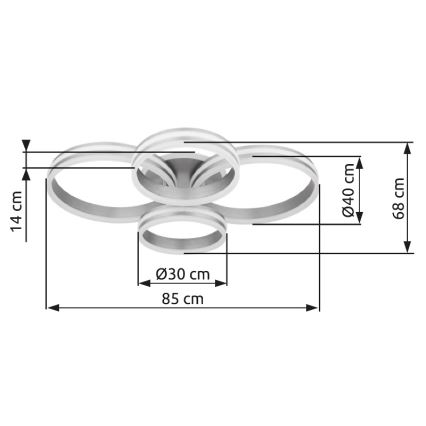 Globo - Светодиодный потолочный светильник с регулированием яркости LED/90W/230V 2700-6000K 68x85 см + дистанционное управление
