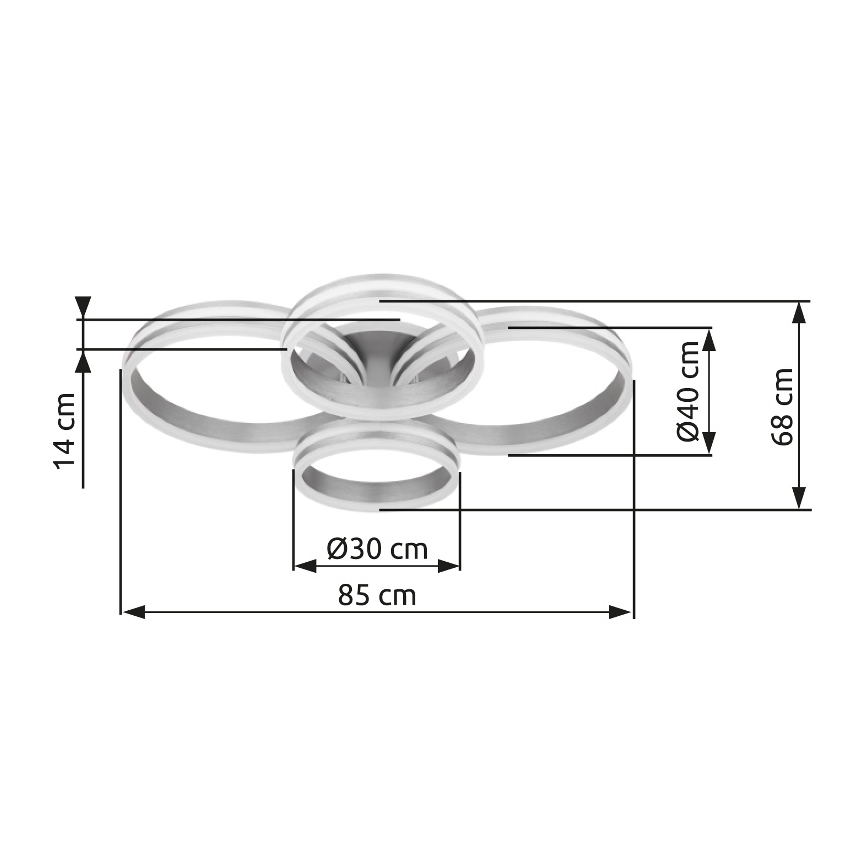 Globo - Светодиодный потолочный светильник с регулированием яркости LED/90W/230V 2700-6000K 68x85 см + дистанционное управление