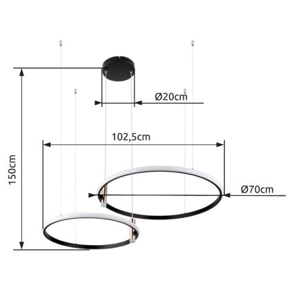 Globo - Светодиодная подвесная люстра с регулированием яркости LED/55W/230V 2700-6000K черный + дистанционное управление