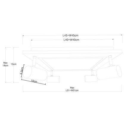 Globo - Світлодіодний точковий світильник 4xGU10/5W/230V + LED/24W/230V
