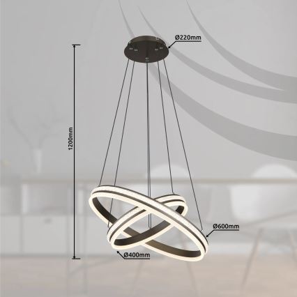 Globo - Світлодіодна підвісна люстра з регулюванням яскравості LED/60W/230V 2700K-6000K + пульт дистанційного керування