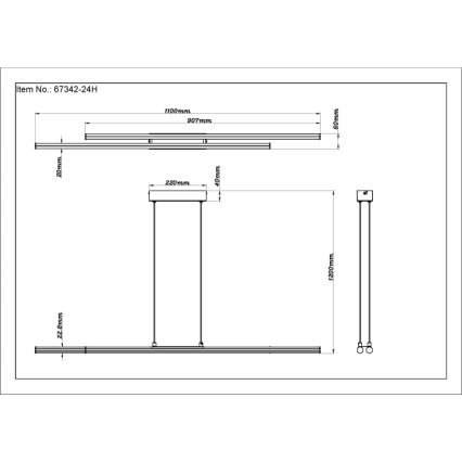 Globo - Світлодіодна підвісна люстра LED/24W/230V 3000K чорний