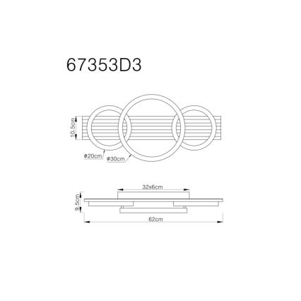 Globo - Стельовий LED світильник LED/24W/230V 3000K 30x62 см