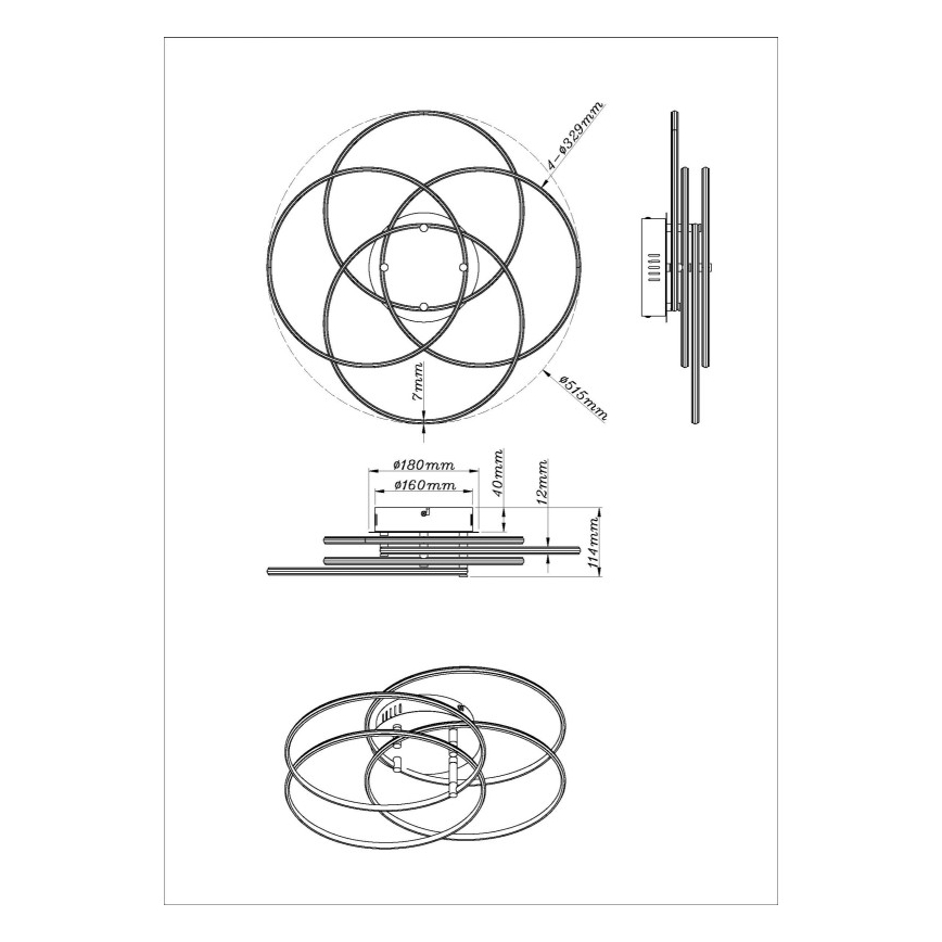 Globo - Светодиодный потолочный светильник LED/55W/230V 4000K диаметр 51,5 см матовый хром