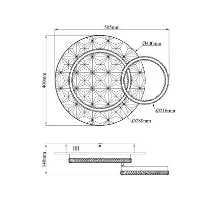 Globo - Стельовий LED світильник LED/24W/230V 3000K 40x50,5 см чорний/золотий