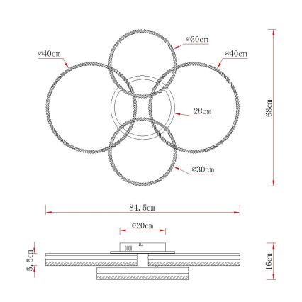 Globo - LED стельний світильник з регульованою яскравістю LED/90W/230V 2700-6000K сріблястий + пульт дистанційного керування