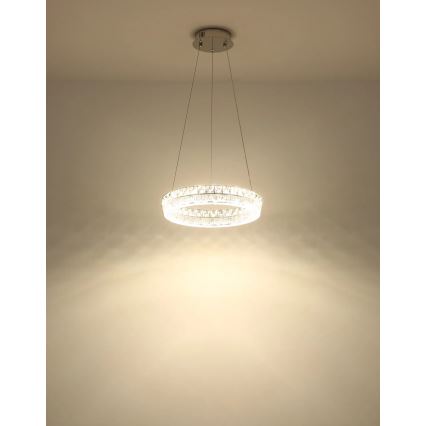 Globo - LED димована люстра на тросі LED/24W/230V 2700-6000K прозора + дистанційне керування