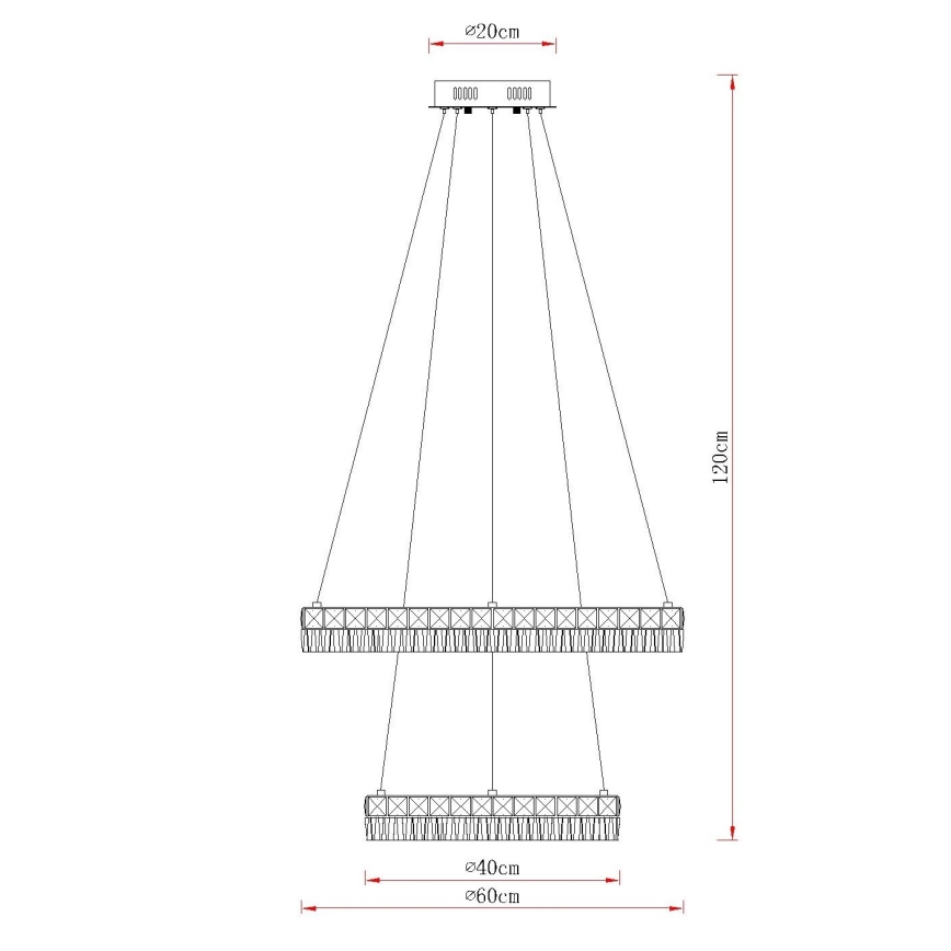 Globo - LED люстра на тросі з регулюванням яскравості LED/60W/230V 2700-6000K прозора + пульт дистанційного керування