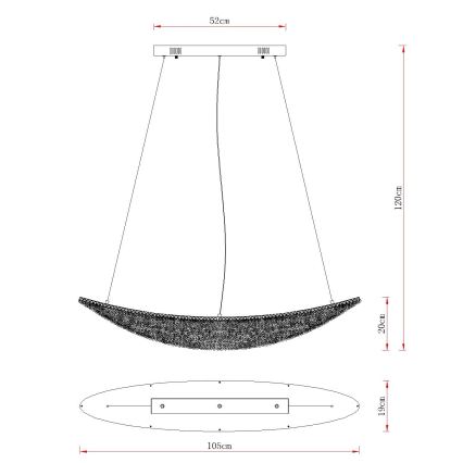Globo - диммируемая светодиодная (LED) подвесная люстра на тросе LED/40W/230V 2700-6000K, глянцевый хром + пульт дистанционного управления