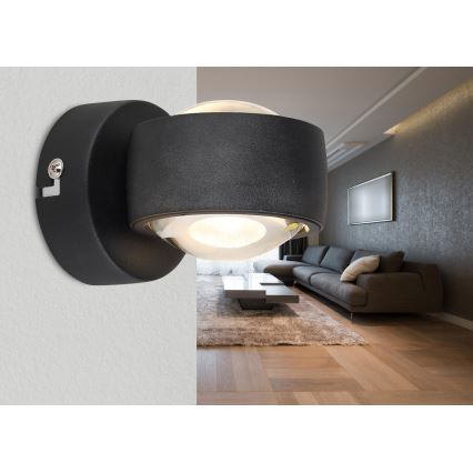 Globo - LED настінний світильник LED/7W/230V 3000K чорний