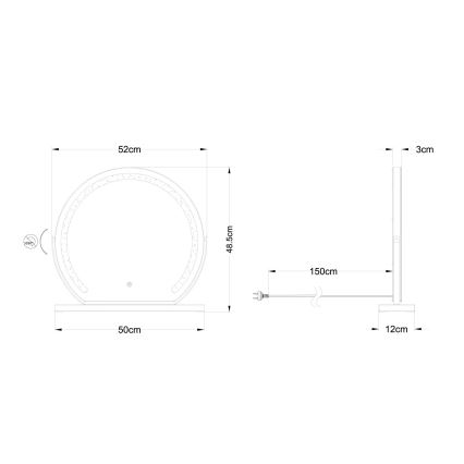 Globo - Настенное зеркало со светодиодной подсветкой с регулированием яркости LED/10W/230V 2700/4000/6500K 12x48,5 см
