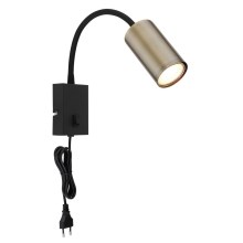 Globo - Гибкая лампа с зажимом 1xGU10/25W/230V черная/латунь