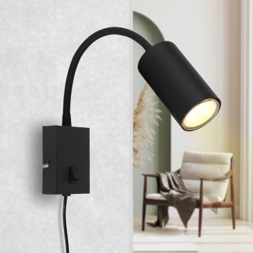 Globo - Гнучкий настінний світильник 1xGU10/25W/230V чорний