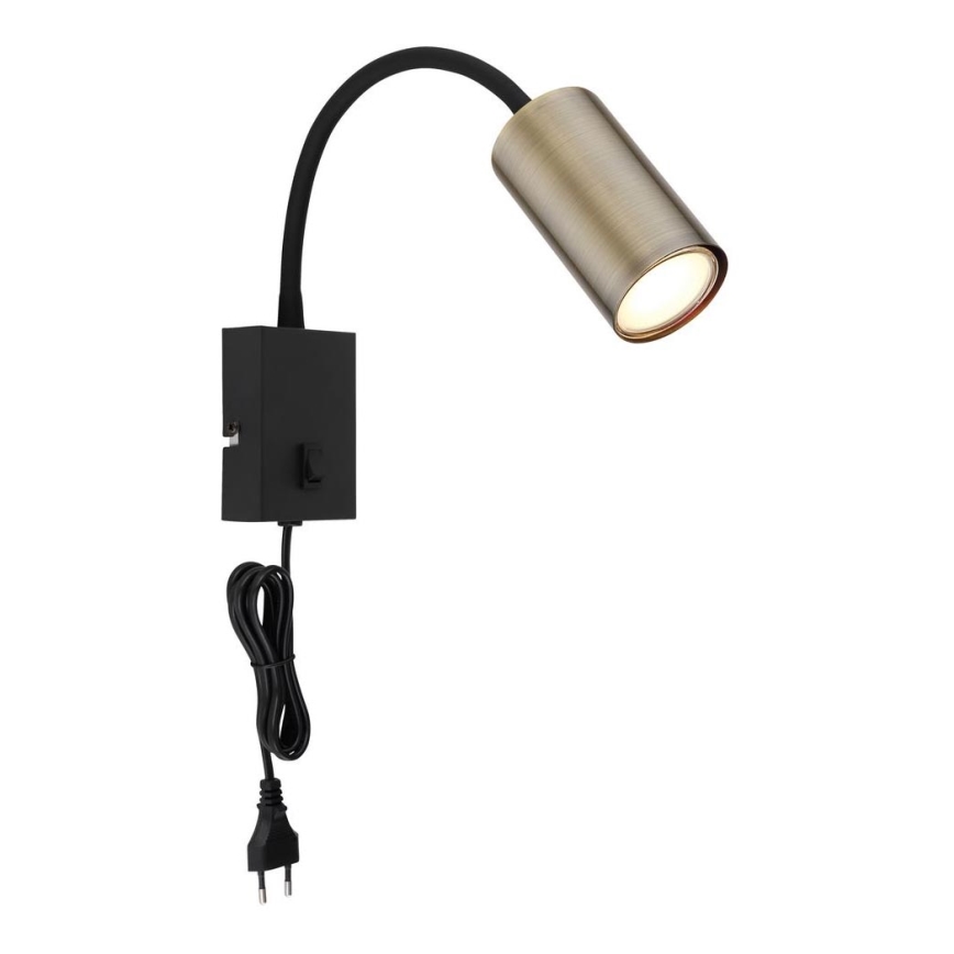 Globo - Гнучкий настінний світильник 1xGU10/25W/230V чорний/латунь