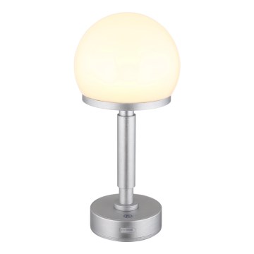 Globo - LED Акумуляторна сенсорна настільна лампа з регулюванням яскравості LED/2,5W/5V 1800mAh 2800K срібний