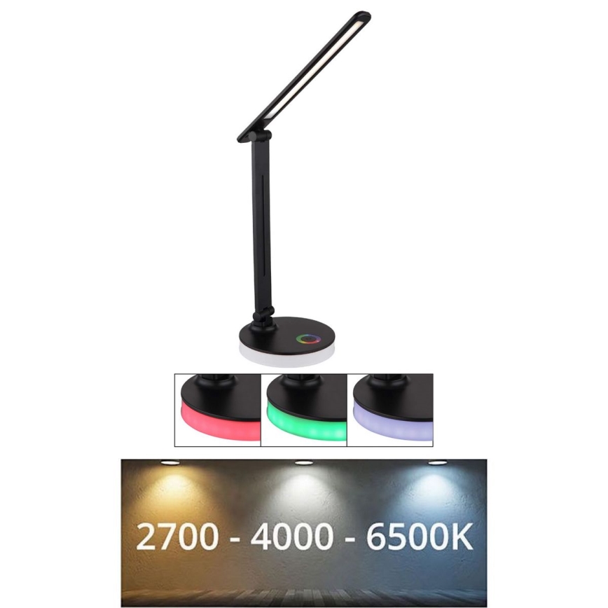 Globo - LED RGBW Сенсорна настільна лампа з регулюванням яскравості LED/5W/230V + LED/2W 2700K/4000K/6500K чорний
