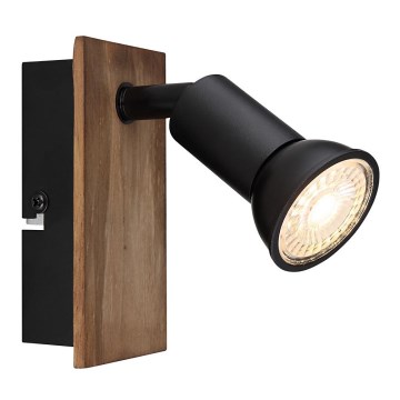 Globo - Настенный точечный светильник 1xGU10/35W/230V дерево/черный