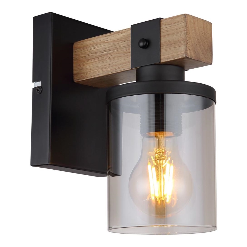 Globo - Настінна лампа 1xE27/60W/230V дуб/димчастий
