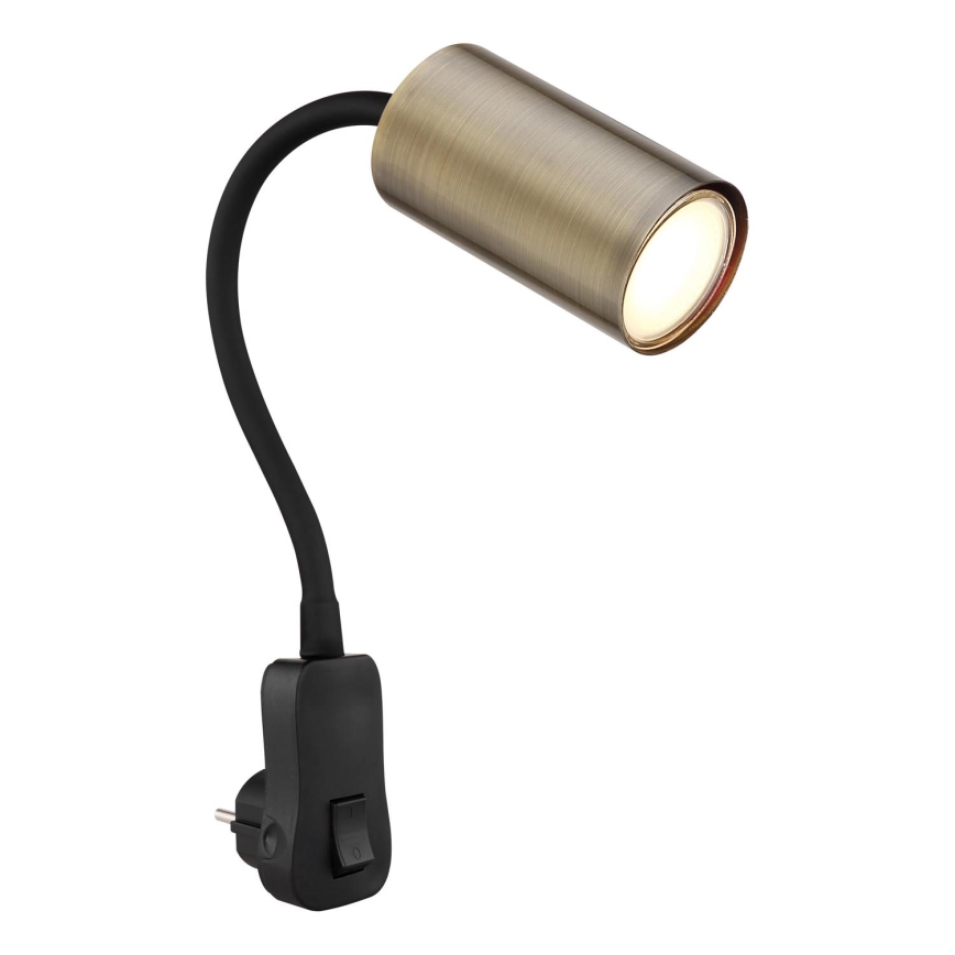 Globo - Настінний точковий світильник у розетку 1xGU10/25W/230V чорний/латунь