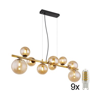Globo - Підвісна LED люстра 9xG9/3W/230V латунь