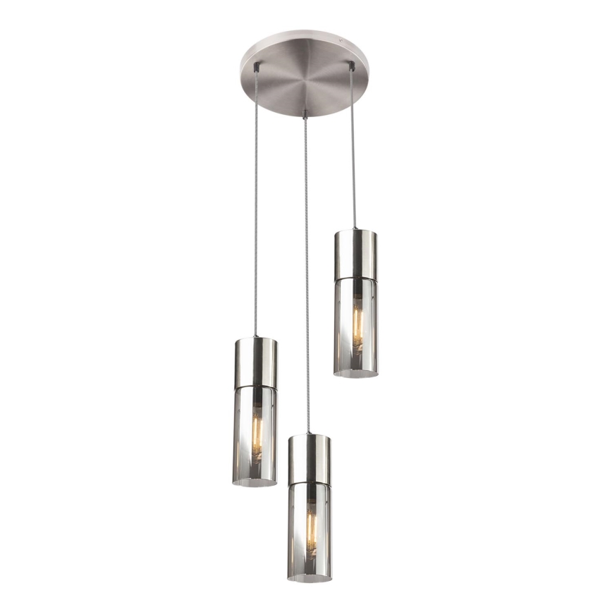 Globo - Підвісна люстра 3xE27/25W/230V діаметр 30 см матовий хром