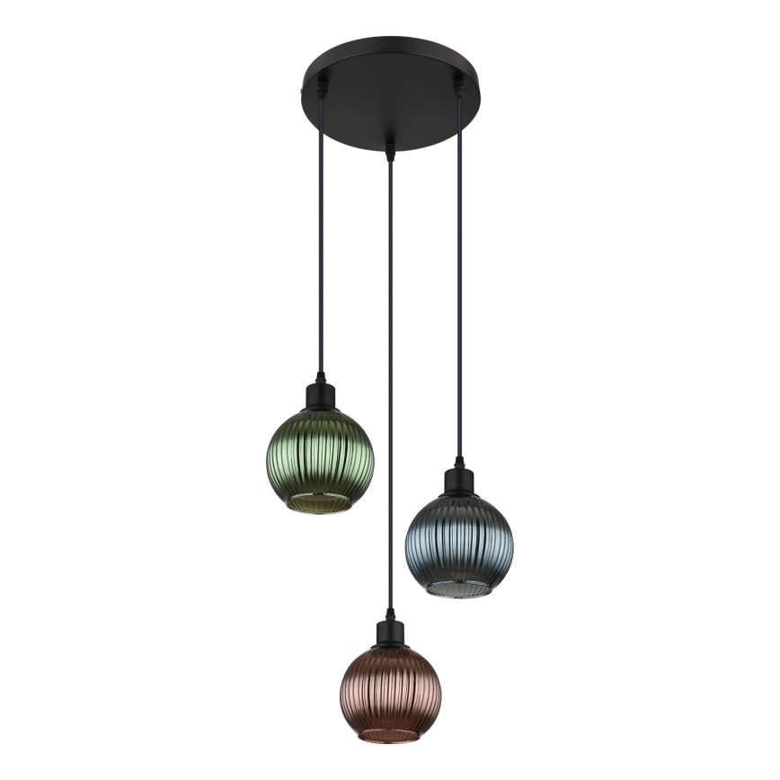 Globo - Підвісна люстра 3xE27/25W/230V діаметр 36 см мідь/зелений/синій