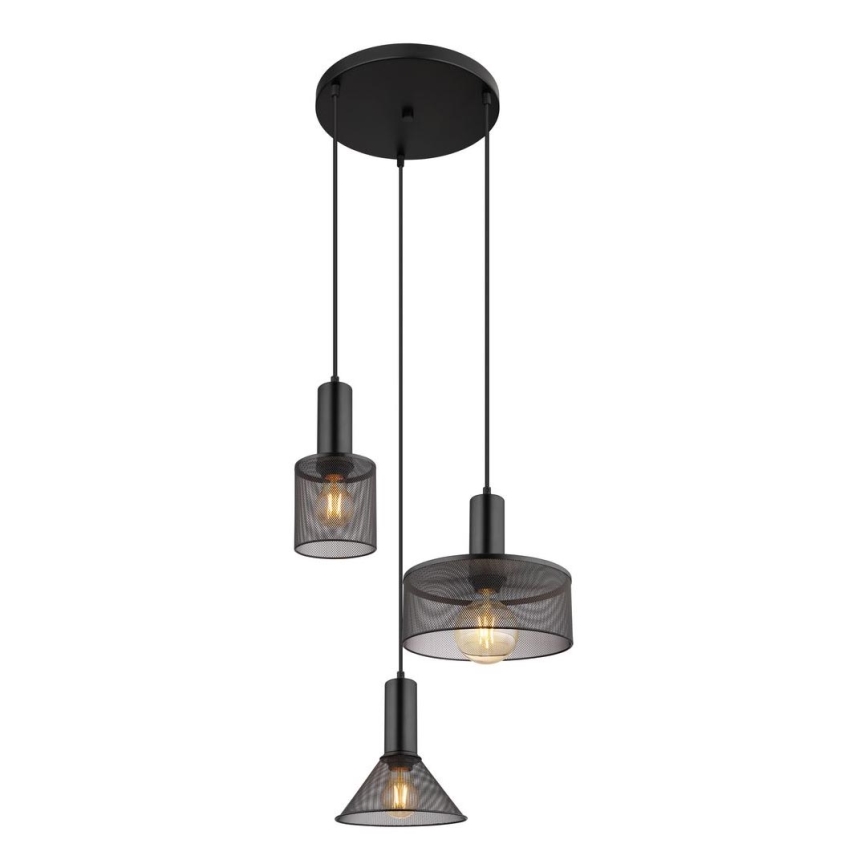 Globo - Підвісна люстра 3xE27/60W/230V чорний