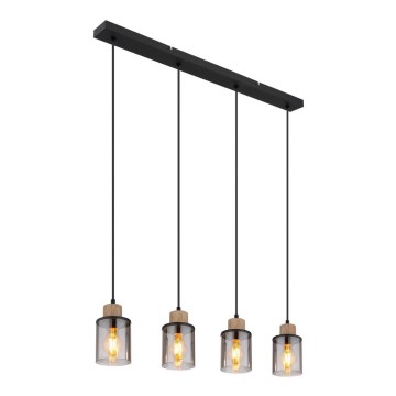 Globo - Підвісна люстра 4xE27/15W/230V дуб