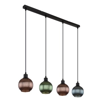 Globo - Підвісна люстра 4xE27/25W/230V мідь/зелений/синій