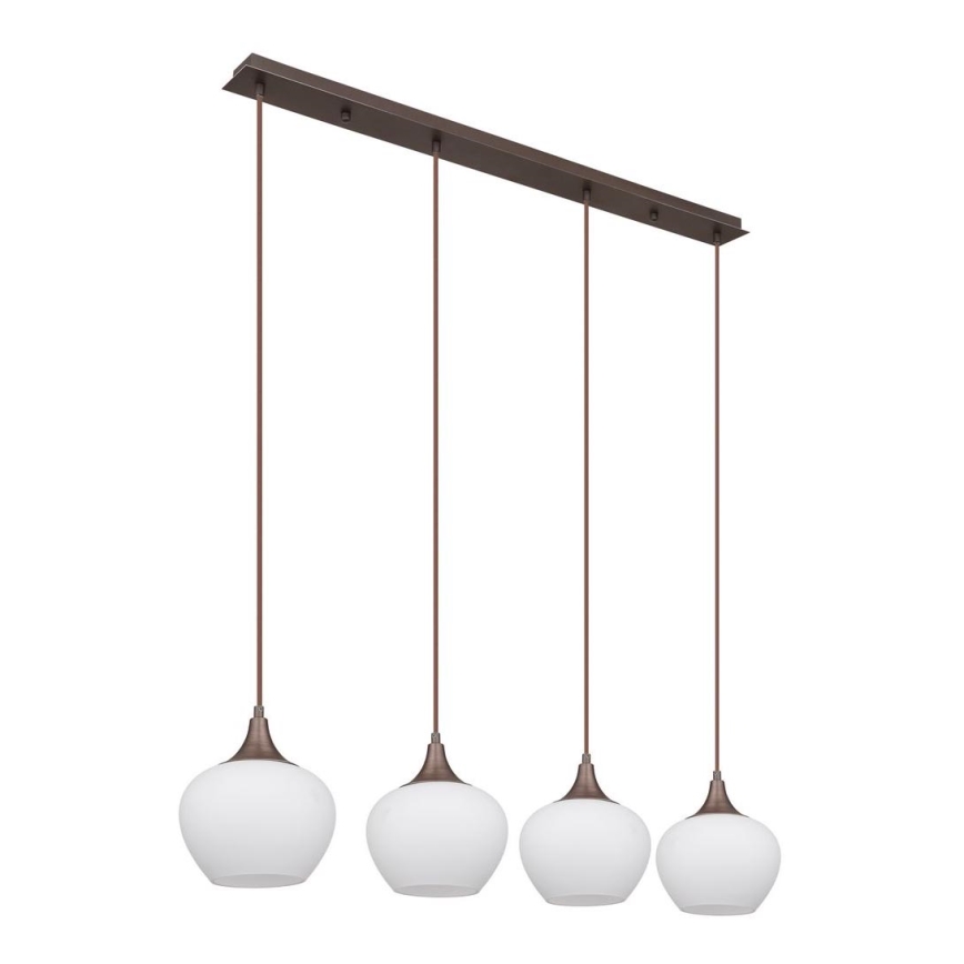 Globo - Підвісна люстра 4xE27/40W/230V білий/коричневий