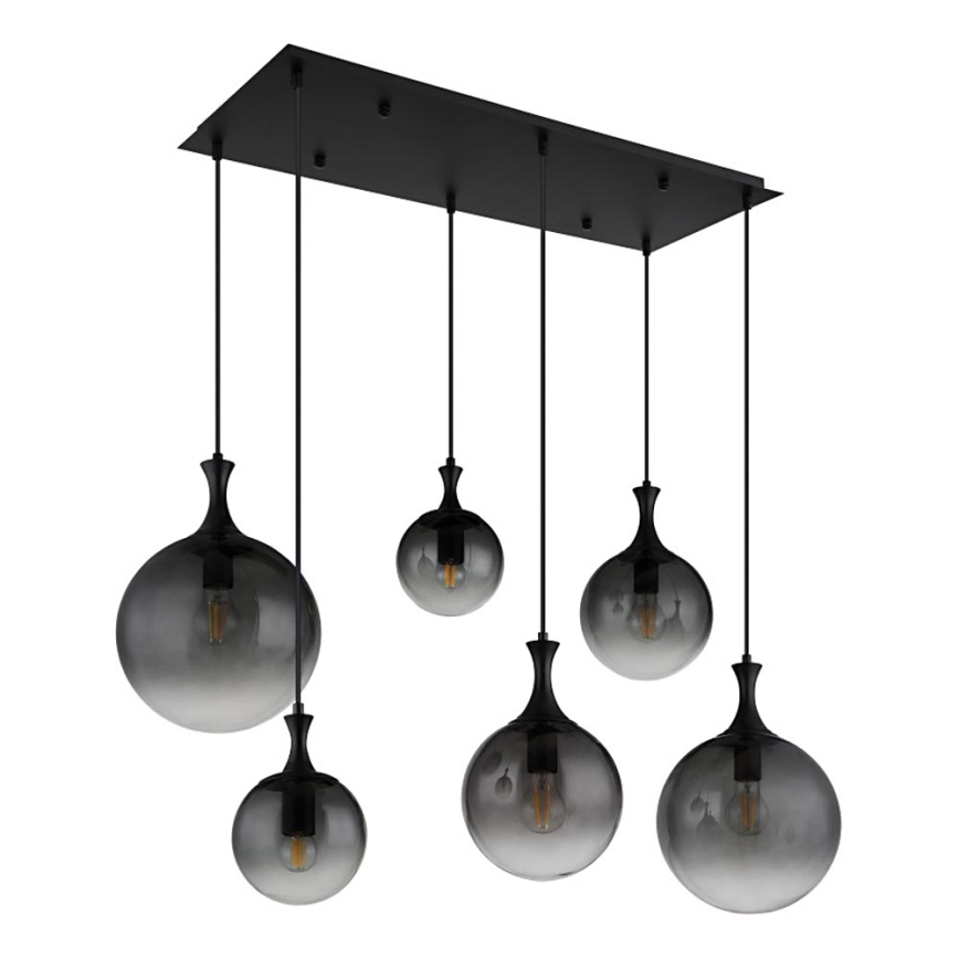 Globo - Підвісна люстра 6xE27/10W/230V чорний