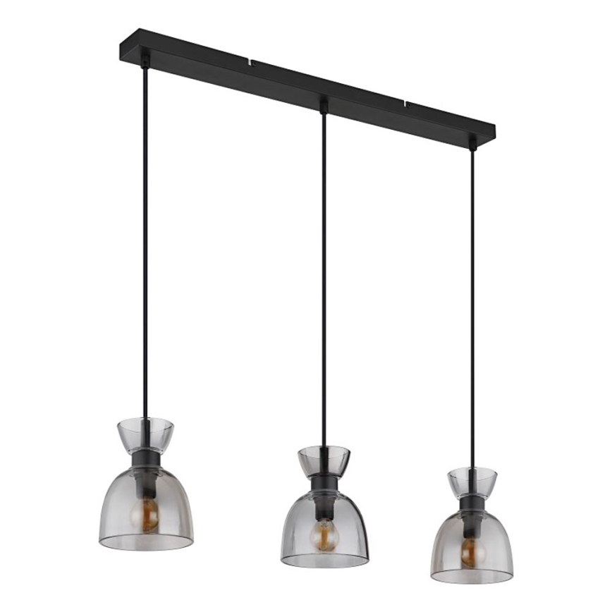 Globo - Подвесная люстра 3xE14/40W/230V черный/дымчатый