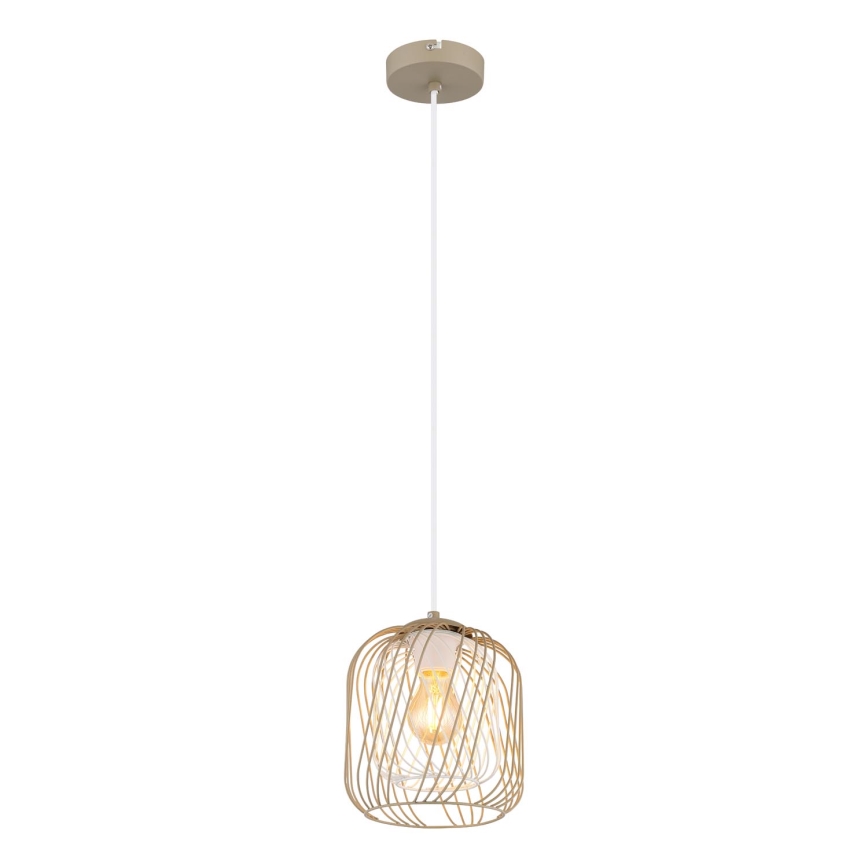 Globo - Подвесная люстра на тросе 1xE27/40W/230V, Ø 18 см, бежевая/белая