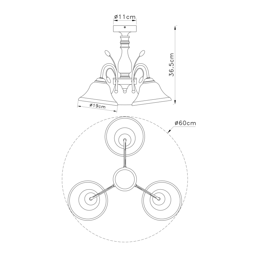 Globo - Потолочный светильник 3xE27/60W/230V