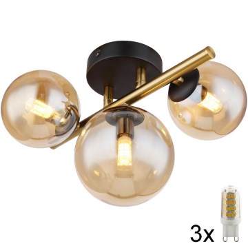 Globo - Пристельова LED люстра RIHA 3xG9/3,5W/230V латунь