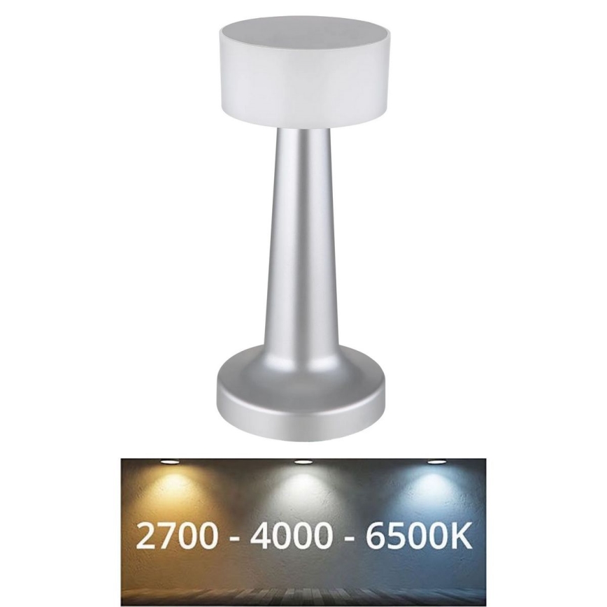 Globo - Сенсорна настільна LED лампа з регулюванням яскравості LED/1W/3,7V 2700K/4000K/6500K 800 mAh USB матовий хром