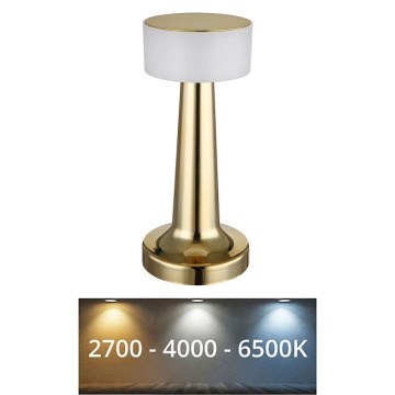 Globo - Сенсорна настільна LED лампа з регулюванням яскравості LED/1W/3,7V 2700K/4000K/6500K 800 mAh USB золотий