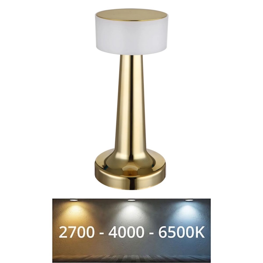 Globo - Сенсорна настільна LED лампа з регулюванням яскравості LED/1W/3,7V 2700K/4000K/6500K 800 mAh USB золотий